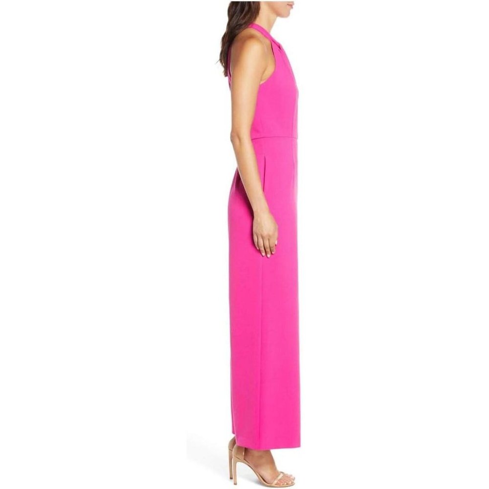 NWT Julia Jordan Womens Twist Front Halter Jumpsuit JJ36624 6 Fuschia Pink - Picture 4 of 6